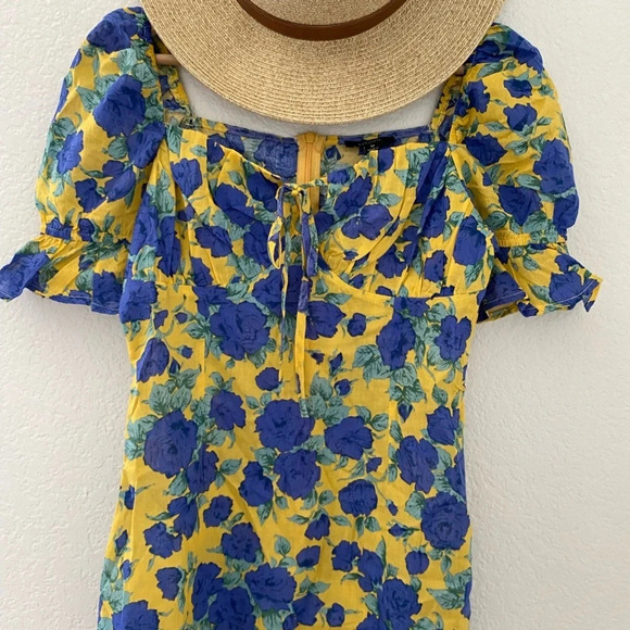 Floral Peplum Mini Dress with Ruffle Sleeves - Picture 4 of 4